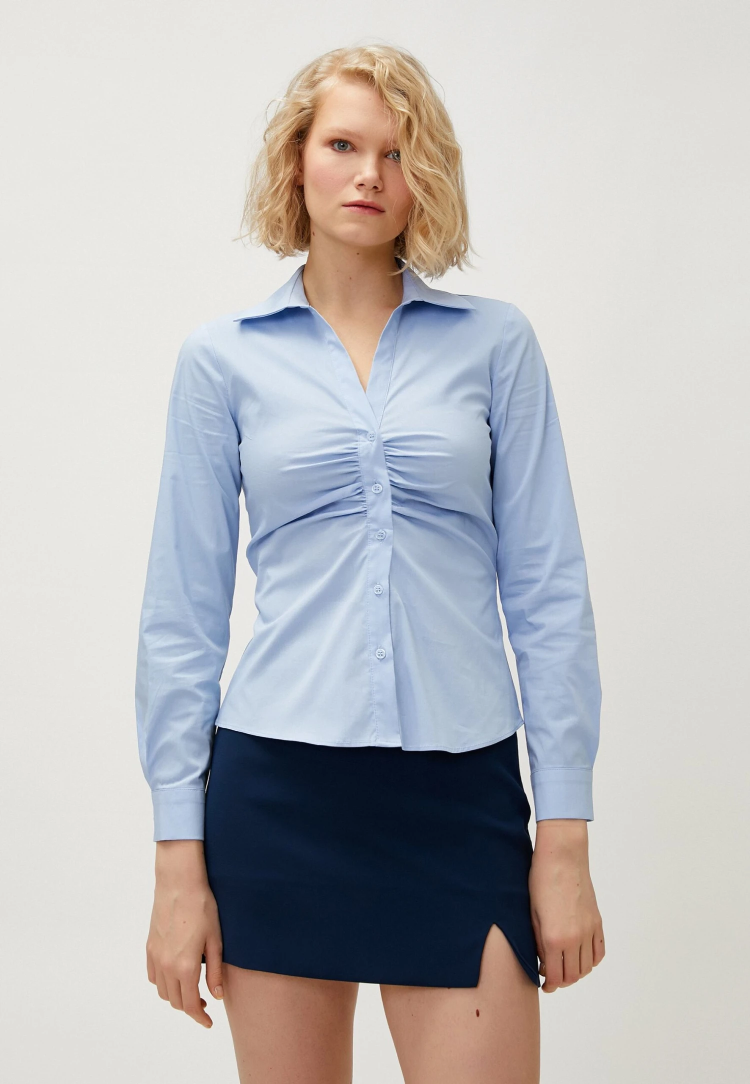 Koton Draped Long Sleeve - Overhemdblouse - Blue 1 Koton Draped Long Sleeve - Overhemdblouse - Blue