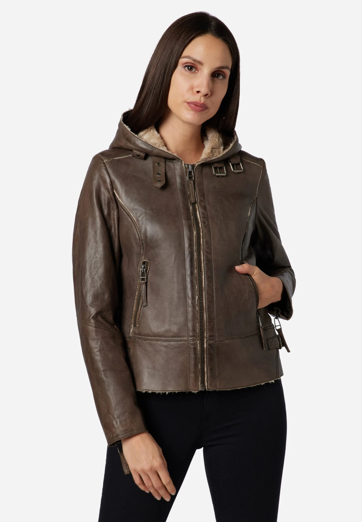 Jule - Leren Jas - Olive Grün 1 Jule - Leren Jas - Olive Grün