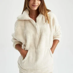 DeFacto Oversize Fit - Fleece Trui - Ecru