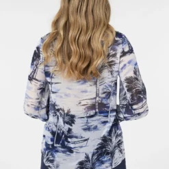 ELENA MIRO En Georgette Imprimée - Overhemdblouse - Blu -Aanbiedingen Mode Toon Winkel 2615e7557eb84080a5816f76159a92ab