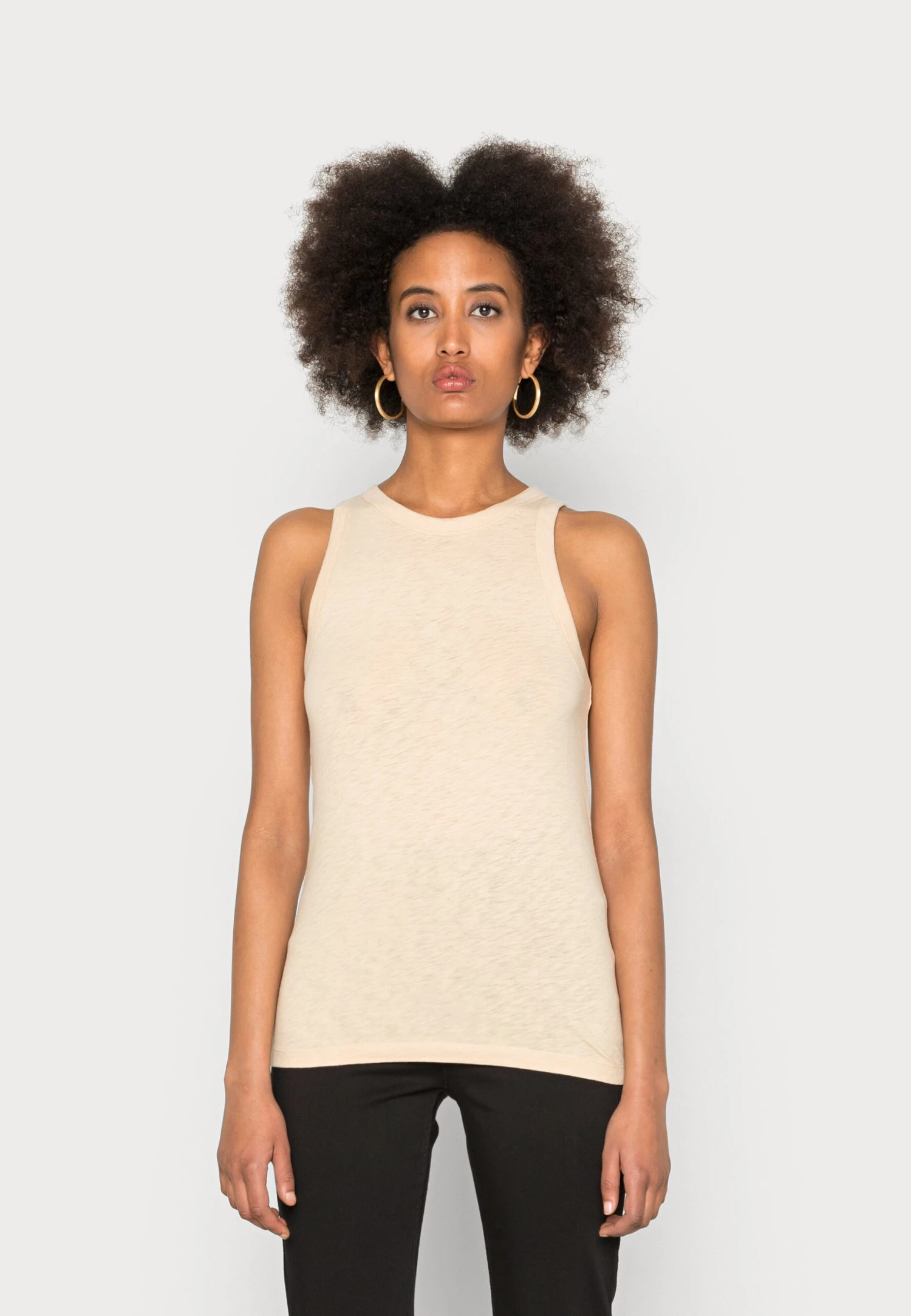 Marc O'Polo DENIM Sleeveless High Roundneck - Top - Skimming Stone 1 Marc O'Polo DENIM Sleeveless High Roundneck - Top - Skimming Stone