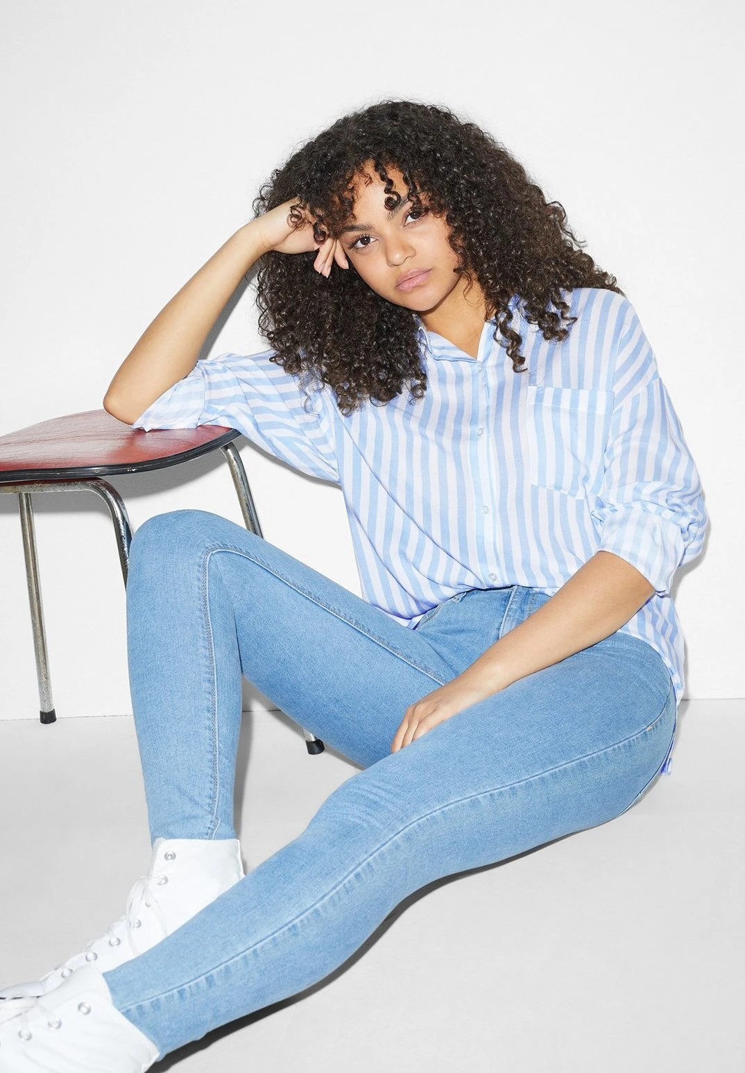 Overhemdblouse - White Light Blue 4 Overhemdblouse - White Light Blue - Afbeelding 4