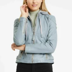 GIPSY Finja S23 Labagv - Leren Jas - Dusty Blue