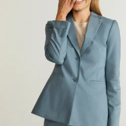 Desi - Halflange Jas - Flintstone Blue