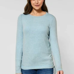 Cecil SoftesMit Raffdetails - Longsleeve - Blau