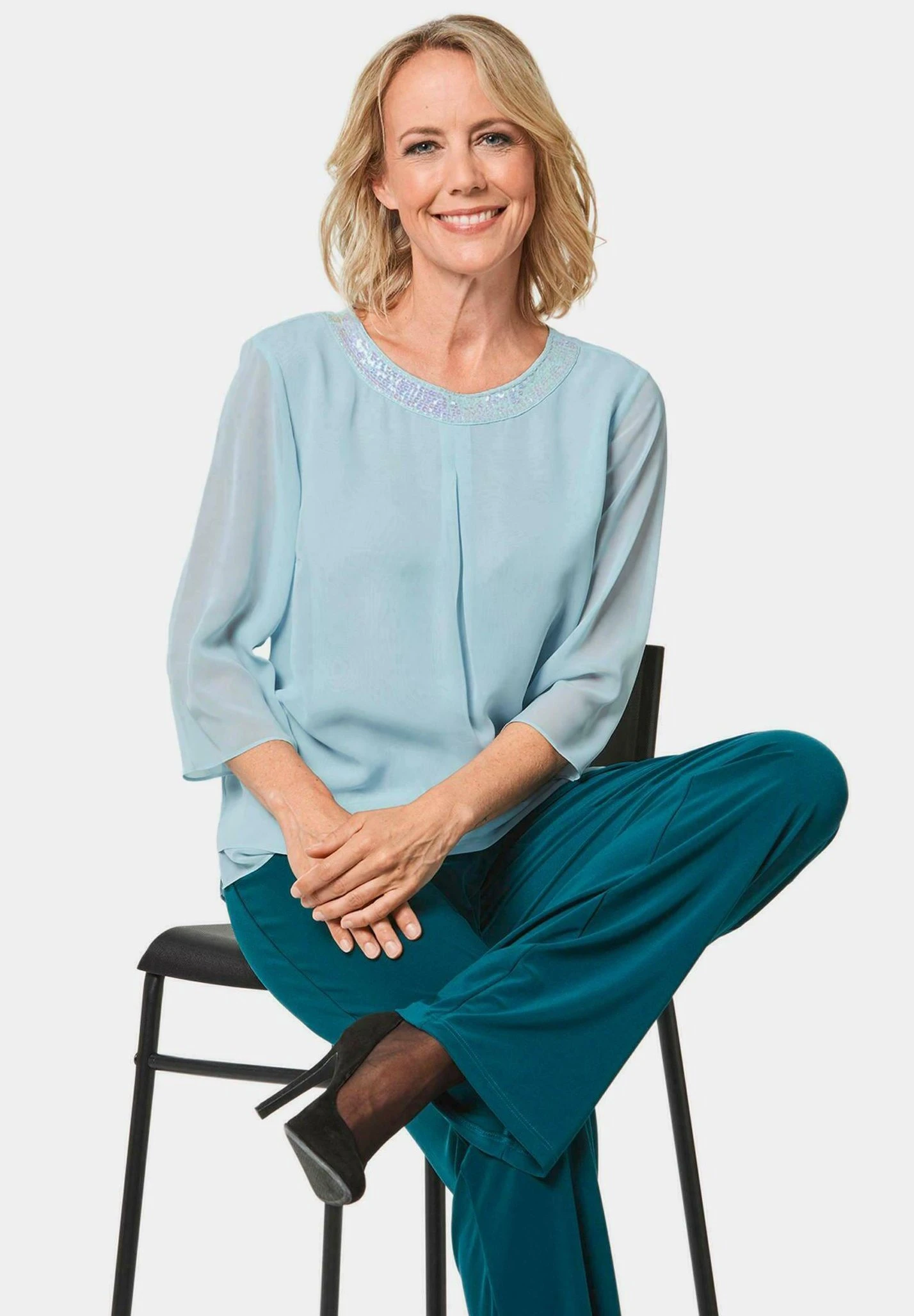 GOLDNER Blouse - Blue Turquoise 5 GOLDNER Blouse - Blue Turquoise - Afbeelding 5