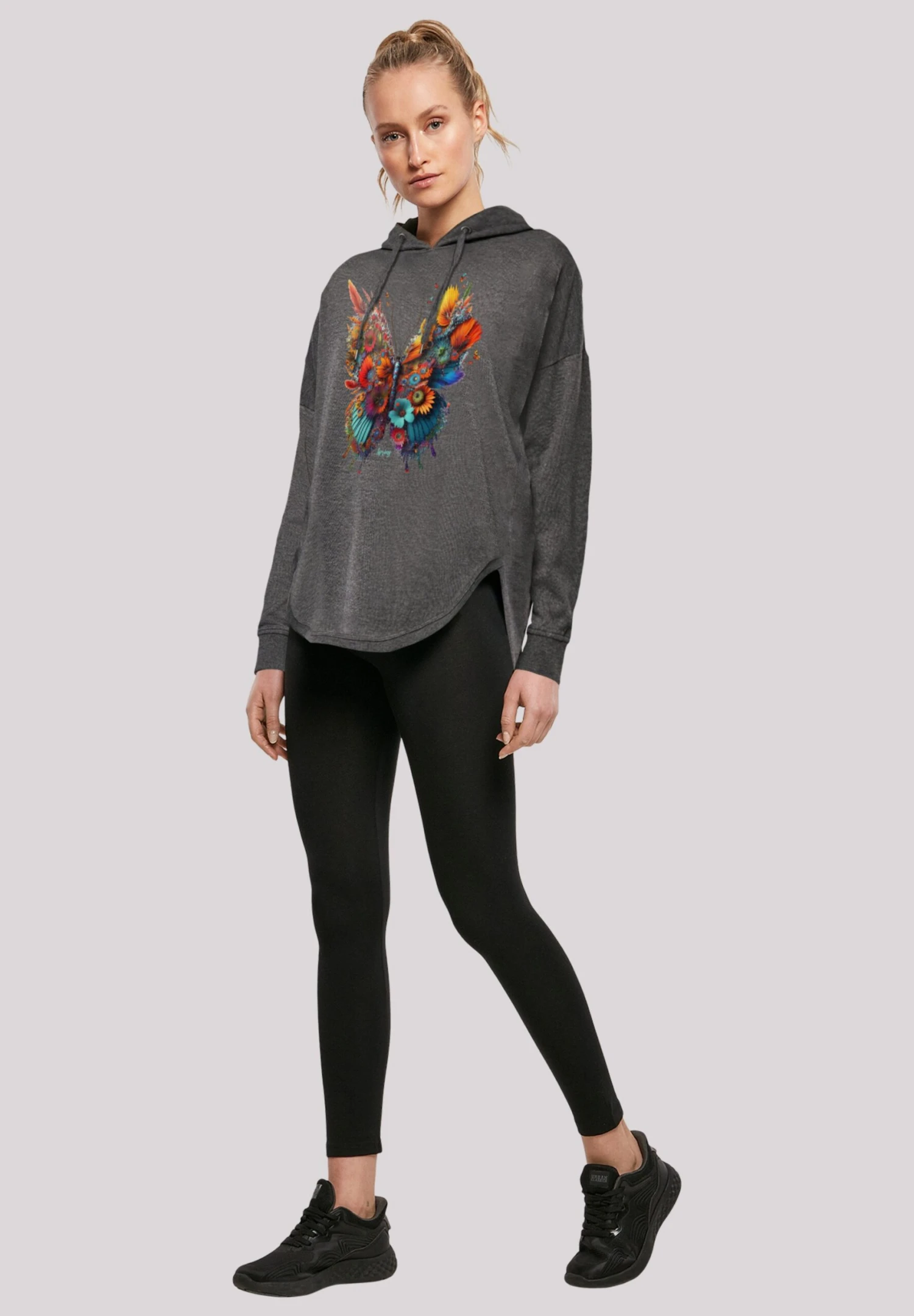 F4NT4STIC Schmetterling Blumen - Hoodie - Charcoal 2 F4NT4STIC Schmetterling Blumen - Hoodie - Charcoal - Afbeelding 2