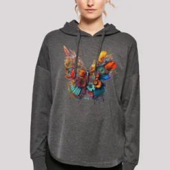 Aanbiedingen Mode Toon Winkel 12 F4NT4STIC Schmetterling Blumen - Hoodie - Charcoal