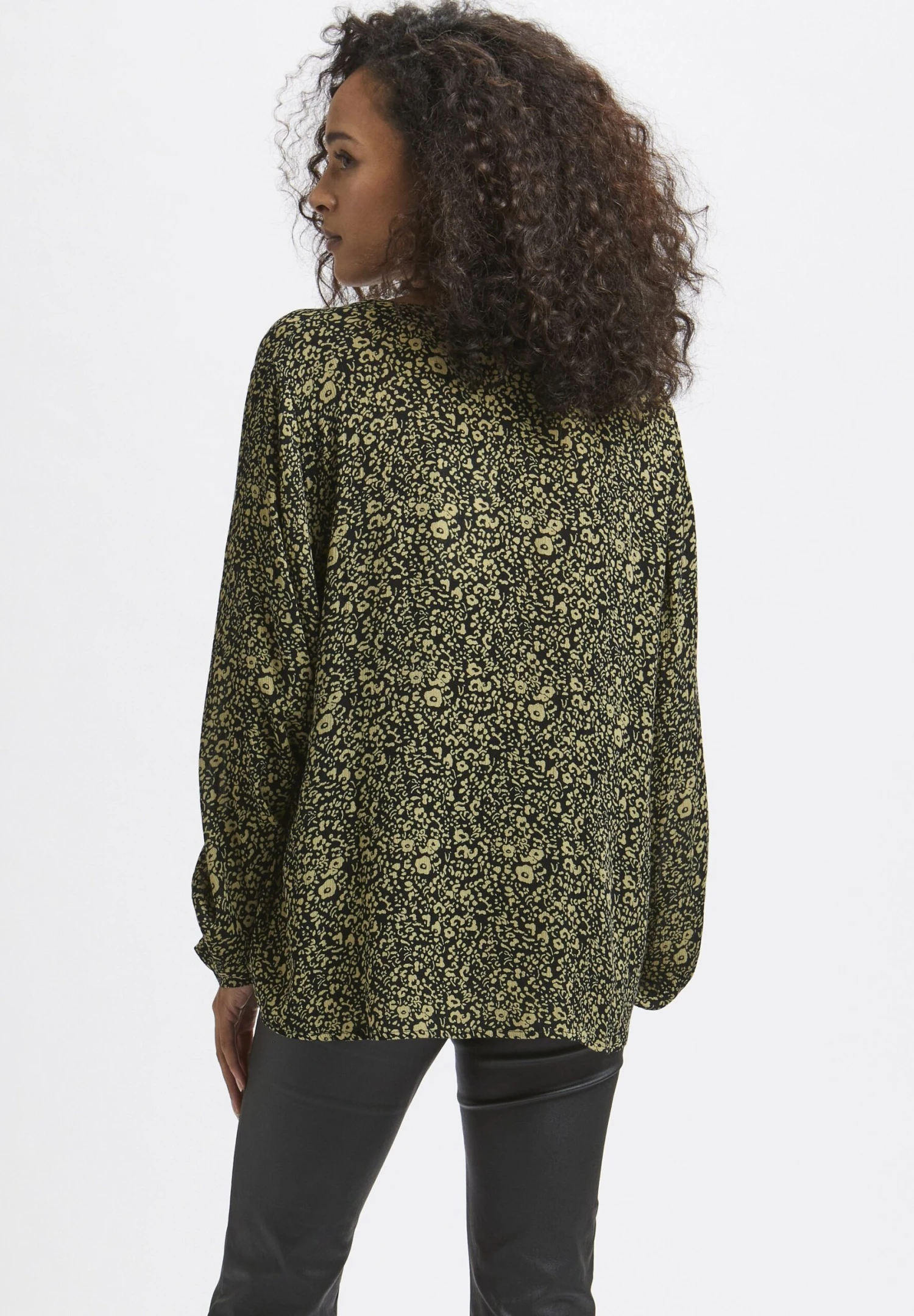 Kaffe Blouse - Black, Gren Leo Print 3 Kaffe Blouse - Black, Gren Leo Print - Afbeelding 3