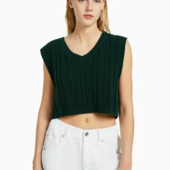 BERSHKA Top - Evergreen