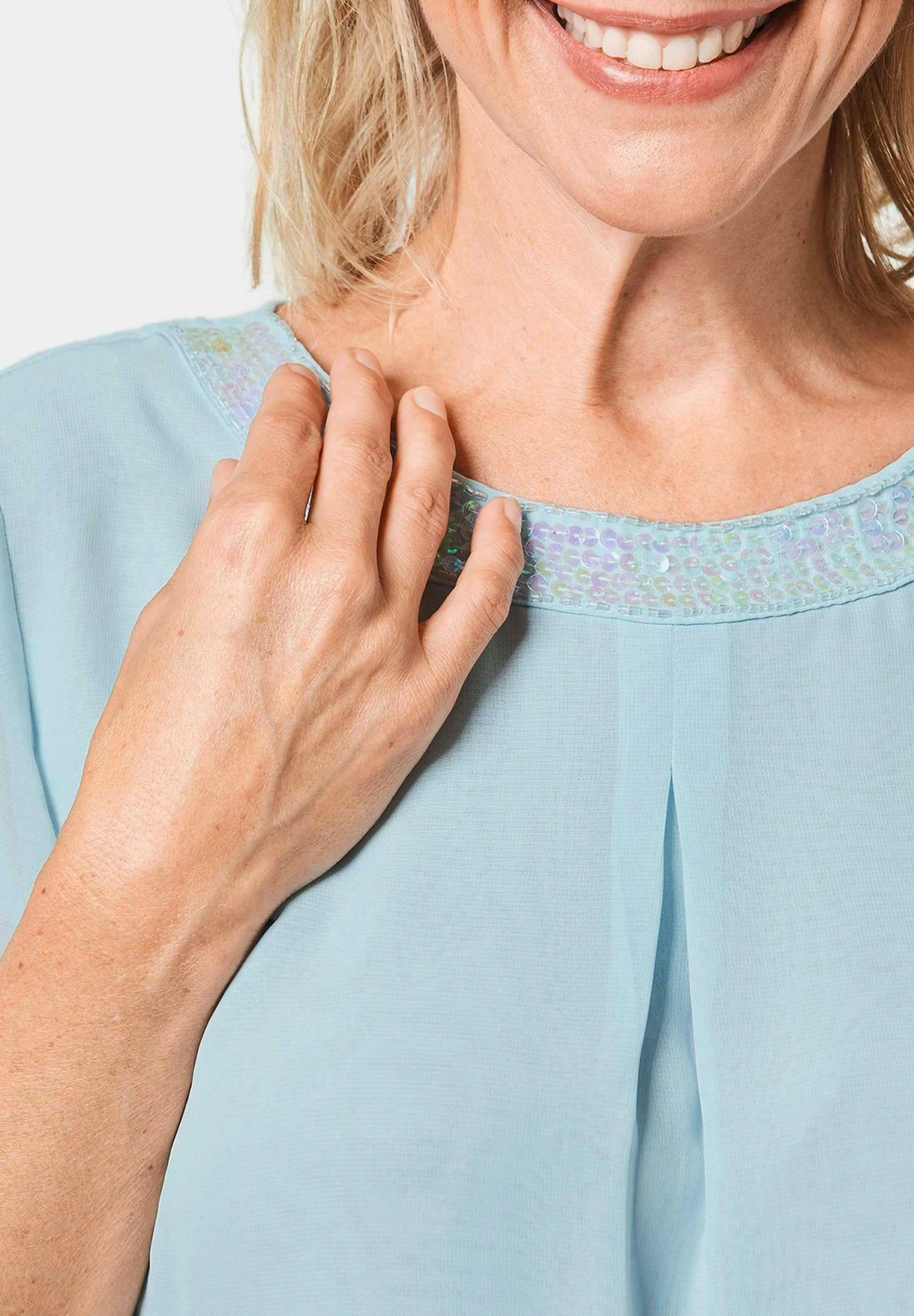 GOLDNER Blouse - Blue Turquoise 4 GOLDNER Blouse - Blue Turquoise - Afbeelding 4
