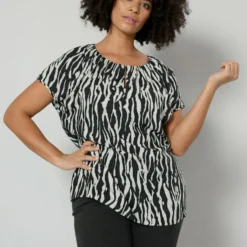 Blouse - Schwarz/Offwhite