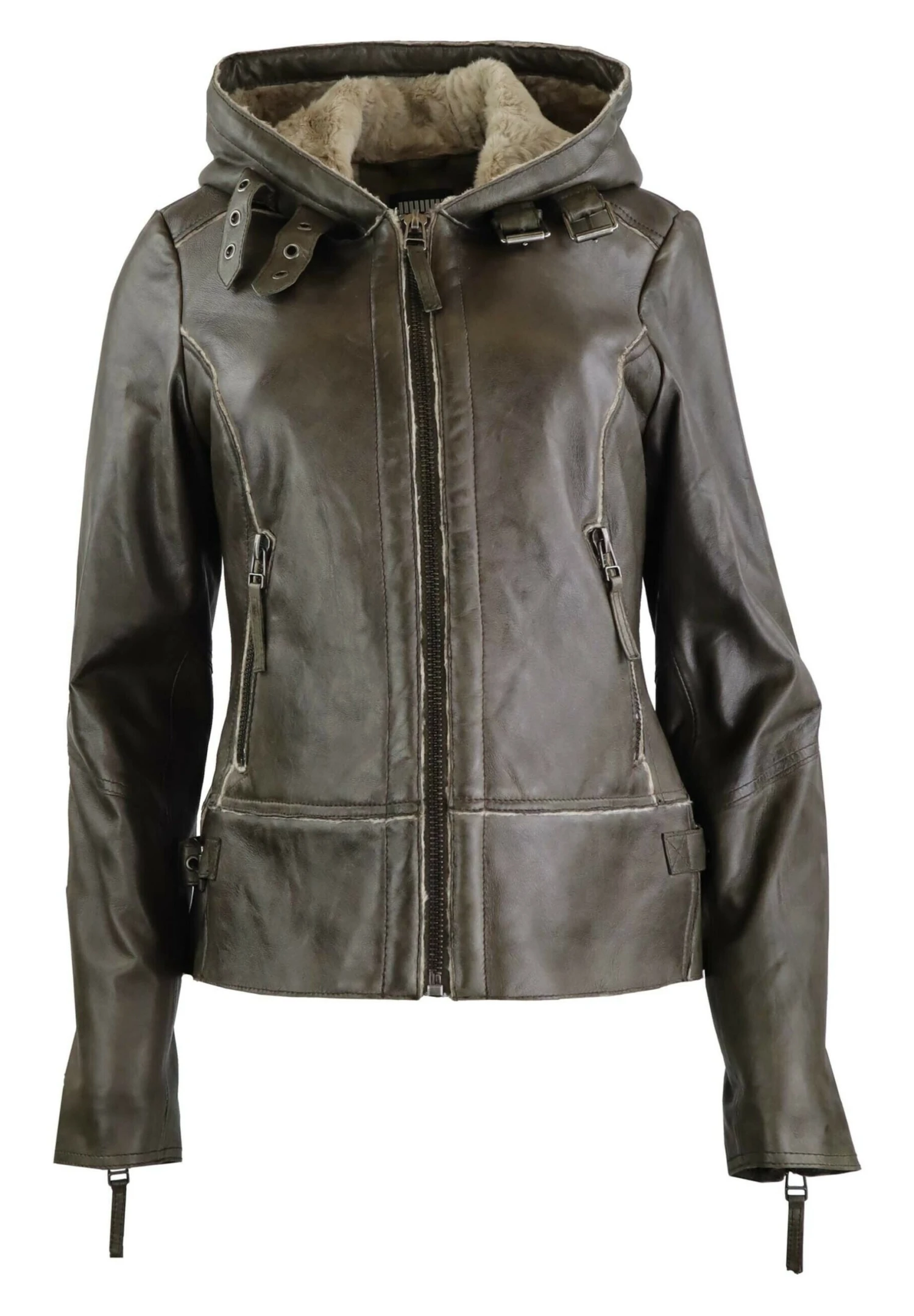 Jule - Leren Jas - Olive Grün 6 Jule - Leren Jas - Olive Grün - Afbeelding 6