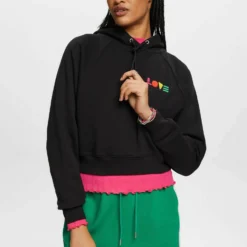 Aanbiedingen Mode Toon Winkel 8 ESPRIT Mit Geometrischem Love-Print - Hoodie - Black