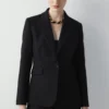 Ipekyol Slim Cut Double-Breasted Collar With Fleto Pockets - Blazer - Black